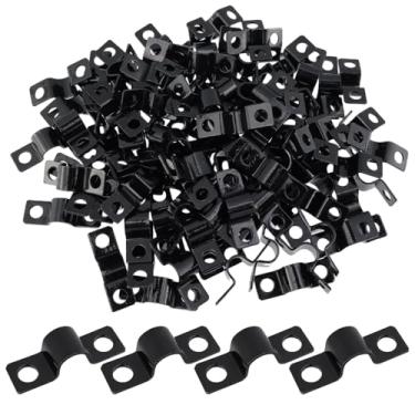 Imagem de Pastlla Braçadeira de tubo em forma de U, grampos de suporte U de 0,31 polegadas (8 mm), clipes de laço de prateleira de arame, conector resistente para cabos de conduíte, (preto, adequado para 8 mm)
