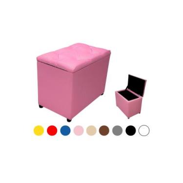 Imagem de Puff Retangular Baú Moderno Espaçoso Pufe Decorativo - Realizar, Rosa 