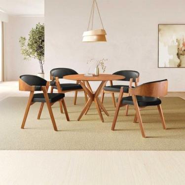 Imagem de Conjunto de Mesa Redonda 100cm com 4 Cadeiras Gaia - Zurc Decor