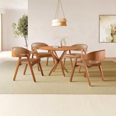 Imagem de Conjunto de Mesa Redonda 108cm com 4 Cadeiras Gaia - Zurc Decor