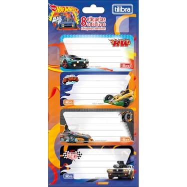 Imagem de Tilibra - Etiqueta Adesiva Hot Wheels, Multicor, pacote com 8 unidades