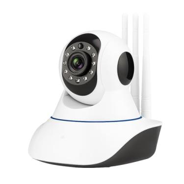 Imagem de Câmera IP Wi-Fi de Segurança, 720p HD, Visão Noturna, Rotação 355°, 3 Antenas, Monitoramento Remoto, Sensor de Movimento, Áudio Bidirecional, Suporte para Cartão SD
