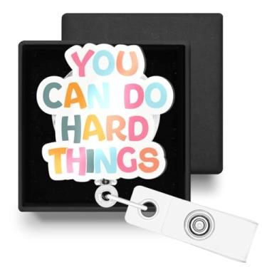 Imagem de Lindo porta-crachá retrátil com clipe jacaré, porta-crachá retrátil com clipe jacaré, presentes para futuros professores, assistente de ensino, você pode fazer coisas difíceis