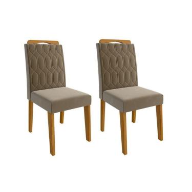 Imagem de Kit 2 Cadeiras Sala Jantar Paola Wood 2 Un Madeirado-suede Joli Capuccino - Cimol