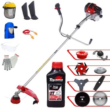 Imagem de Roçadeira Com Sistema Antivibração Toyama RT43L 43cc 1,7HP 10.000rpm Completa Com Carretel de Nylon + 7 Opções de Corte + EPI + ÓLEO TOYAMA 2 TEMPOS