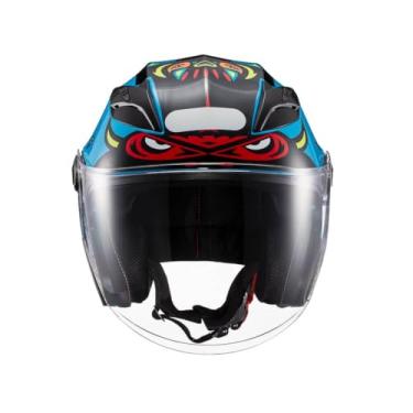 Imagem de Kit Capacete Aberto Texx Hunger Azul 62 Com Viseira E Luva New Shoot 4Xl Para Motociclistas