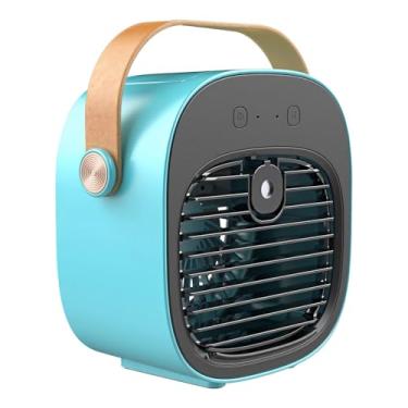 Imagem de LUMINFLY Ventilador recarregável USB portátil, velocidade ajustável vento desktop silencioso, home office cooler portátil, bateria 4000Mah, cabo micro-USB incluído, azul