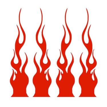 Imagem de Pacote com 4 adesivos de vinil refletivo de chamas de 15 cm/15 cm para pista de carro, veículo, motocicleta, skate, laptop, decoração DIY (vermelho)