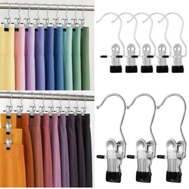 Imagem de 60 peças de clipes de cabide para calças com clipe, organizador de legging resistente para armário, pendurar espaço para economizar espaço, calças de ioga para jeans, shorts, saias, chapéus