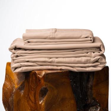 Imagem de Olive + Crate Conjunto de lençóis de eucalipto – Lençóis refrescantes para pessoas com sono quente – 100% liocel orgânico – Queen Size – Hipoalergênico, absorvente de umidade, bolsos profundos