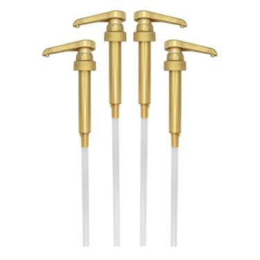 Imagem de HANDIT - Bombas de xarope de café douradas | Serve para garrafas de plástico de 750 ml Torani, Jordan's Skinny, Davinci e Monin 978 ml | Não serve para Monin Liter 750 ml | Pacote com 4