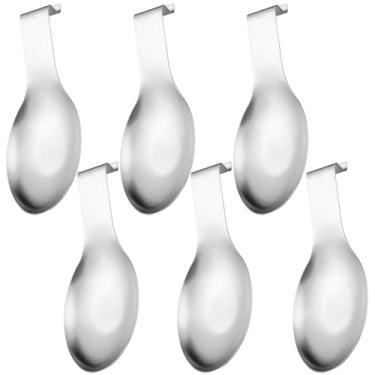 Imagem de Armazenamento de utensílios 6 peças de descanso de colher, design de pendurar cozinha de longa duração aço inoxidável, limpeza fácil, máquina de lavar louça segura, para várias necessidades culinárias