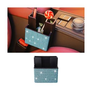 Imagem de Sandfren Organizador lateral de assento de carro brilhante, suporte de bolsa de armazenamento de veículo com strass de cristal para documentos de telefone, acessórios de caixa de organização