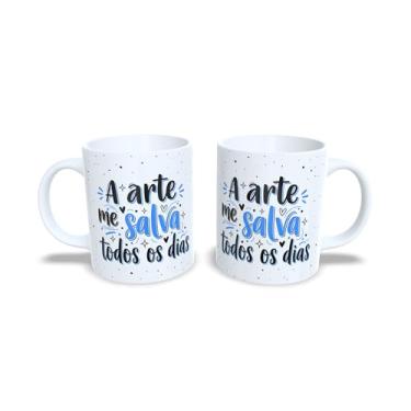 Imagem de Caneca Cerâmica com Mensagem Colorida em Arco-Íris, Branca, 325ml, Design Criativo com Frase em Português (22819)