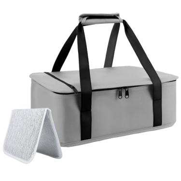 Imagem de Bolsa de transporte de caçarola isolada para alimentos quentes ou frios, sacos portáteis para lanches mantêm contanier térmico e resfriado, carregando assadeira de 28 x 38 cm, caixas de transporte