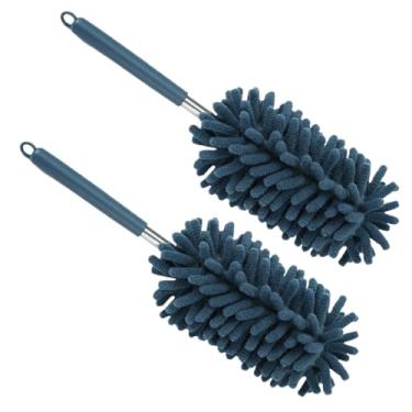 Imagem de DUSCOKE 2 peças espanador interior de carro, escova de detalhes de chenille macio com haste de extensão, ferramenta de limpeza de cabo longo lavável para janela de ventilação de painel automático