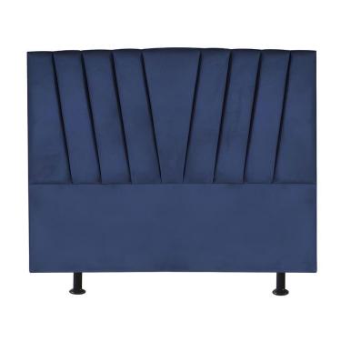 Imagem de Cabeceira King Cama Box Estofada 195 Cm Emma Veludo Azul Marinho