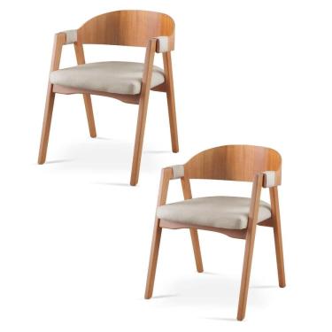 Imagem de Kit 2 Cadeiras para Sala de Jantar Luna Bege/Mel