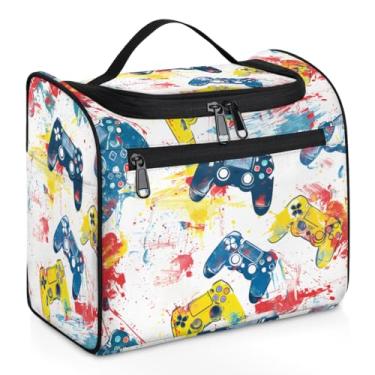 Imagem de Hanxuanyifan Bolsa de higiene para pendurar, bolsa de maquiagem para mulheres, homens, viagem, cosméticos, kit organizador para acessórios, cosméticos, itens essenciais de viagem, console de jogos