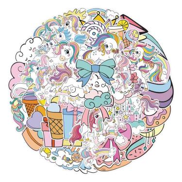 Imagem de Conjunto de adesivos Unicorn Aesthetic Laptop Water Bottle Skate