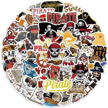 Imagem de Pacote de adesivos pirata, 50 peças de vinil de desenho animado à prova d`água