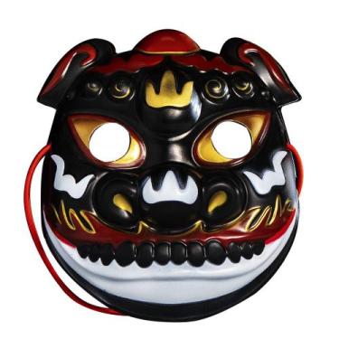 Imagem de Máscara Leão Chinês Tradicional Vermelho e Preto PVC 18x7,5x21cm - yiw