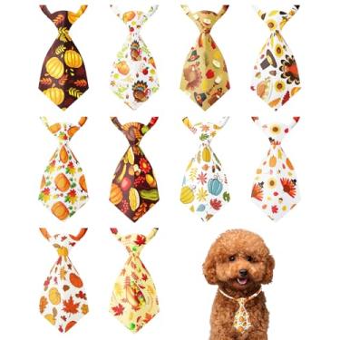 Imagem de PET SHOW Pacote com 10 gravatas pequenas para cães de Ação de Graças para cães e gatos, acessórios ajustáveis, gravatas borboletas, meninas, meninos, animais de estimação, festivais, fantasias de