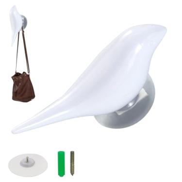 Imagem de Milnnie Ganchos decorativos criativos para pássaros - ganchos pendurados na parede para entrada, casaco, chapéu, chave, coleira e mais - decoração de casa colorida e elegante (branco)