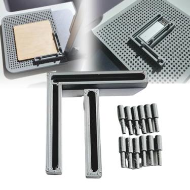 Imagem de Compatível com alinhamento de placa de base LaserPecker e gabarito de fixação L/gabarito reto com pinos alongados | Ferramenta de posicionamento de gravação | Reduz o deslizamento