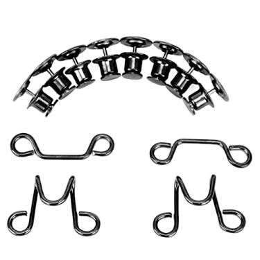 Imagem de Conjunto extensor de botão de fivela de cintura ajustável, ferramenta removível, alfinetes de botão jeans reutilizáveis ​​gratuitos para calças, saias, coleiras, aço inoxidável, 8 (Preta)