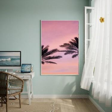 Imagem de Quadro Decorativo Folhas De Coqueiros-70x50cm Cor:Moldura Preta - Quad