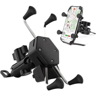 Imagem de Suporte De Celular Em X Com Carregador Usb Para Moto E Bike - Draik