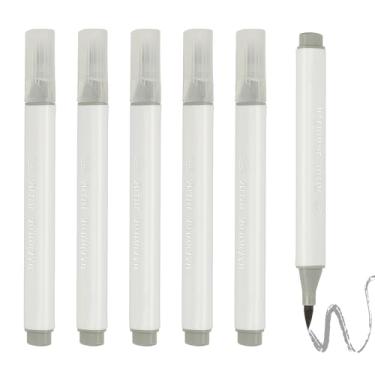 Imagem de PATIKIL Caneta de aquarela de arte, 6 peças, caneta de aquarela triangular de ponta macia para escritório, artesanato, álbuns, escrita, diário, desenho, caligrafia, bege, cinza