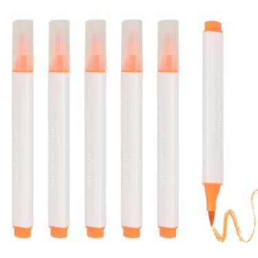 Imagem de PATIKIL Caneta de aquarela de arte, 6 peças, caneta aquarela triangular de ponta macia para escritório, artesanato, álbuns, escrita, diário, desenho, caligrafia, laranja fluorescente