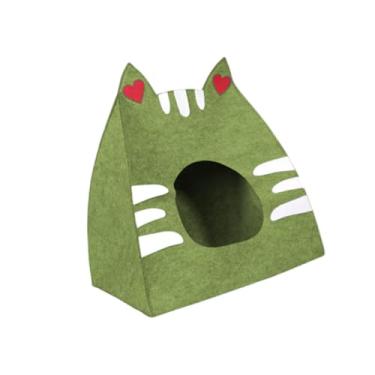 Imagem de Generic Casinha fofa para gatos, arranhador de feltro, caverna para gatinhos, condomínio para animais de estimação, abrigo de fácil acesso para gatinhos, 50, Verde