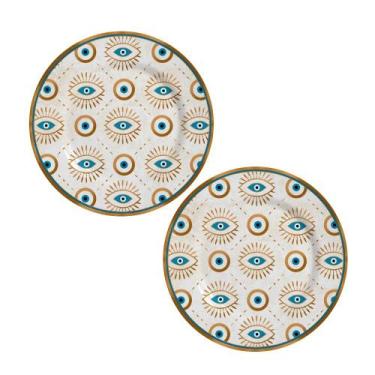 Imagem de Jogo 2 Pratos Raso Olho Grego Plus Cerâmica Alleanza 1ªL