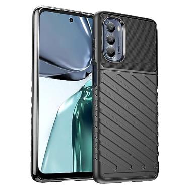 Imagem de IDEWEI Capa para Moto G62 5G. Fibra de carbono refinada, anti-queda, anti-impressões digitais, proteção integral. A capa do telemóvel é compatível com Moto G62 5G