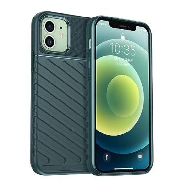 Imagem de IDEWEI Capa para iPhone 12. Fibra de carbono refinada, anti-queda, anti-impressões digitais, proteção integral. A capa do telemóvel é compatível com iPhone 12