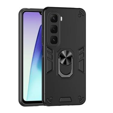 Imagem de Pzwoxukhov Compatível com Infinix Hot 60i 4G, compatível com Infinix Hot 60 5G, suporte embutido, capa de telefone à prova de choque e à prova de queda preta