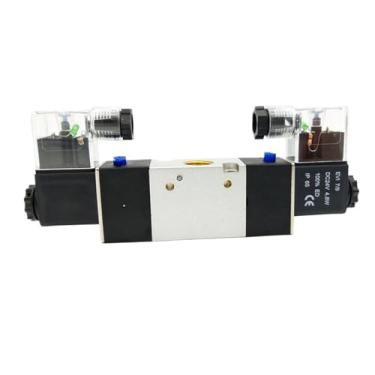 Imagem de UHFILYQBA Válvula Solenoide 3V220 G1/4 Válvula Pneumática de Três Posições Válvula Pneumática de Bobina Dupla Única (AC220V-1PC)