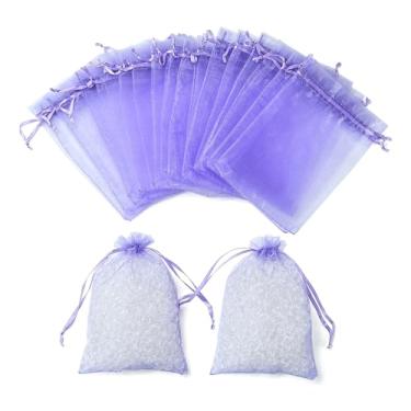 Imagem de 50 peças de bolsas de joias de organza 10 x 15 cm médio roxo transparente laranja cordão organza sacos de presente festa de casamento Natal dia dos namorados bolsas de embalagem de joias