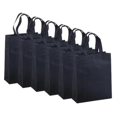 Imagem de ccHuDE 12 peças 25 x 10 x 35 cm sacos de presente de tecido pequenos sacos de compras sacolas de lembrancinha de festa sacos de presente de Natal com alças para Natal, aniversário, preto