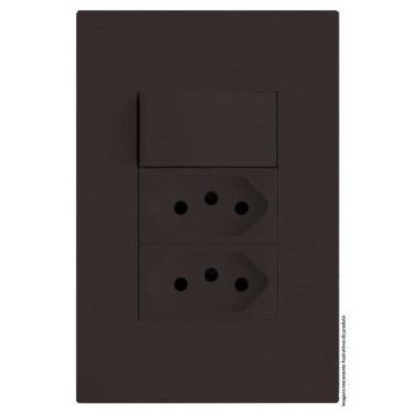 Imagem de Kit Interruptor Simples + Tomada Dupla 10A 4X2 Brs12281-5Ch - Blux Rec
