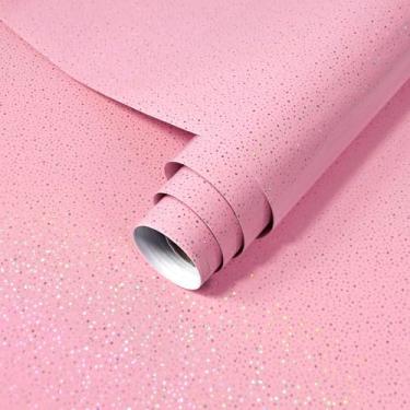 Imagem de Papel de parede brilhante rosa para contato de bancada, descasque e cole papel de parede à prova d'água brilhante, autoadesivo iridescente, removível, holográfico, vinil, faça você mesmo, para móveis