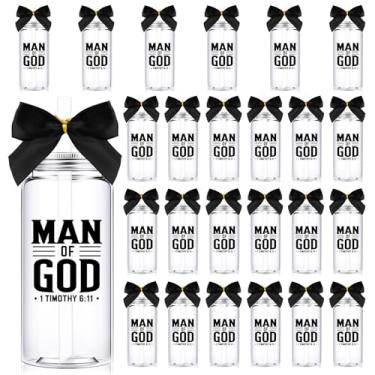 Imagem de Skylety 24 peças, presentes cristãos para homens, homens de Deus, presentes religiosos, copos de 382 g, versículo bíblico, copo de plástico com tampa de palha, laço preto, kit de estudo bíblico para
