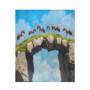 Imagem de Blueangle Manta formigas em uma ponte super macio e quente, 127 x 152 cm, leve para todas as estações, cobertor aconchegante para cama, sofá, sofá, fácil de cuidar (116)