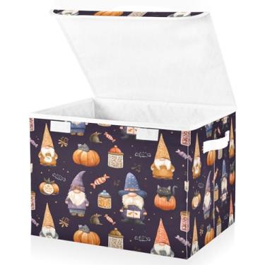 Imagem de Blueangle Caixas de armazenamento dobráveis 1 pacote, lindos potes de doces de gnomos, cestas de armazenamento com tampas e alça para casa, quarto, armário e escritório (339)