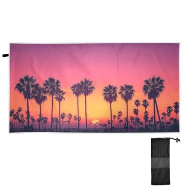 Imagem de ATTX Toalha de praia com silhuetas de palmeira 79 x 188 cm - Cobertor de microfibra leve de secagem rápida e resistente à areia para piscina, ioga, academia e viagens | Esportes de banho de natação