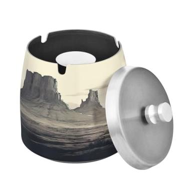 Imagem de Blueangle Cinzeiro Western Cowboys com tampa para cigarros, à prova de vento/chuva, aço inoxidável, sem fumaça, inodoro, cinzeiro para uso interno ou externo (222)