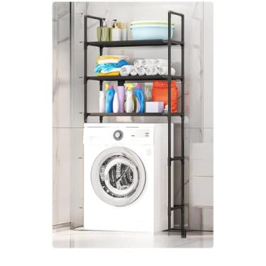 Imagem de Prateleira Organizadora Com Prateleiras Lavanderia Para Máquina De Lavar(PRETO)